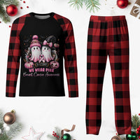 Breast Cancer Awareness Witch Plaid Pajama Set In October We Wear Pink Ghost Witch - Wonder Print Shop
