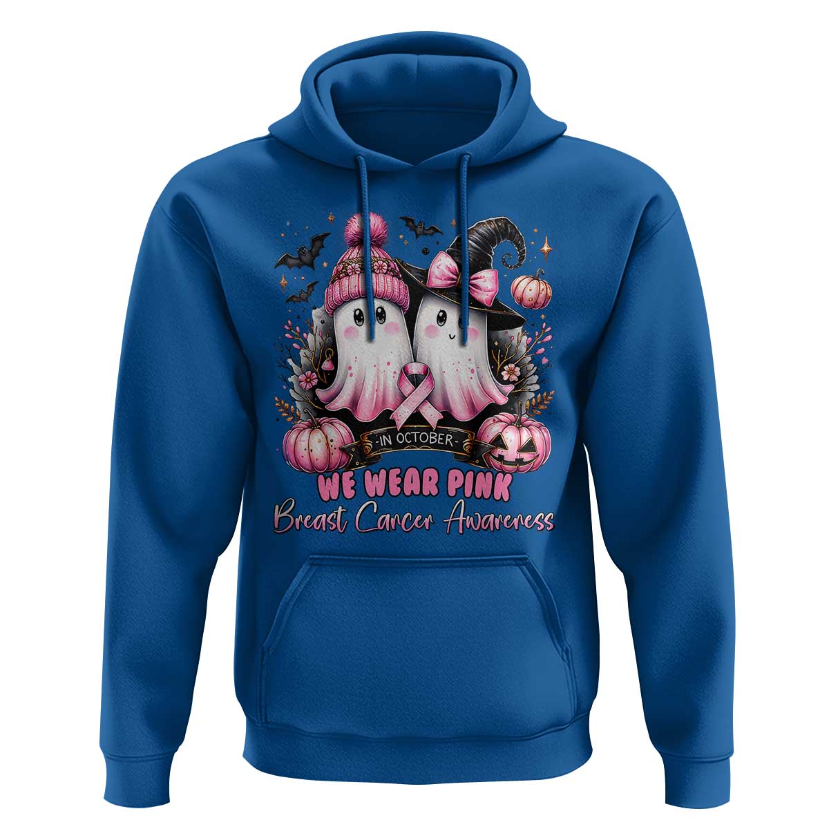 Breast Cancer Awareness Witch Hoodie In October We Wear Pink Ghost Witch