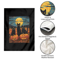 Black Cat Halloween Garden Flag Starry Night Van Gogh Inspo - Wonder Print Shop