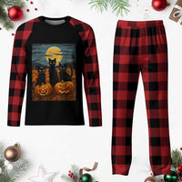 Black Cat Halloween Plaid Pajama Set Starry Night Van Gogh Inspo - Wonder Print Shop