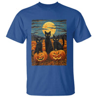 Black Cat Halloween T Shirt Starry Night Van Gogh Inspo - Wonder Print Shop