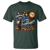 Black Cat Halloween T Shirt Starry Night Lover Van Gogh Inspo - Wonder Print Shop