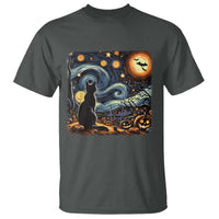 Black Cat Halloween T Shirt Starry Night Lover Van Gogh Inspo - Wonder Print Shop