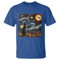 Black Cat Halloween T Shirt Starry Night Lover Van Gogh Inspo - Wonder Print Shop