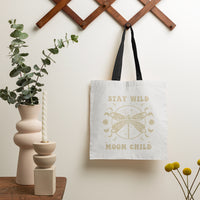 Stay Wild Moon Child Celestial Aesthetic Dragonfly Mystical Moon Phrases Tote Bag, Dragonfly Tote Bag, Boho Gift for Women Tote Bag - Wonder Print Shop