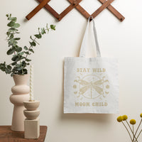 Stay Wild Moon Child Celestial Aesthetic Dragonfly Mystical Moon Phrases Tote Bag, Dragonfly Tote Bag, Boho Gift for Women Tote Bag - Wonder Print Shop