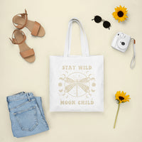 Stay Wild Moon Child Celestial Aesthetic Dragonfly Mystical Moon Phrases Tote Bag, Dragonfly Tote Bag, Boho Gift for Women Tote Bag - Wonder Print Shop