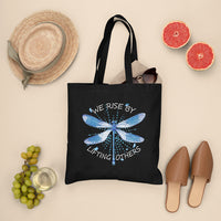 Dragonfly Lover We Rise By Lifting Others Inspirational Tote Bag, Dragonfly Tote Bag, Gift for Women, Dragonfly Lover Tote Bag - Wonder Print Shop