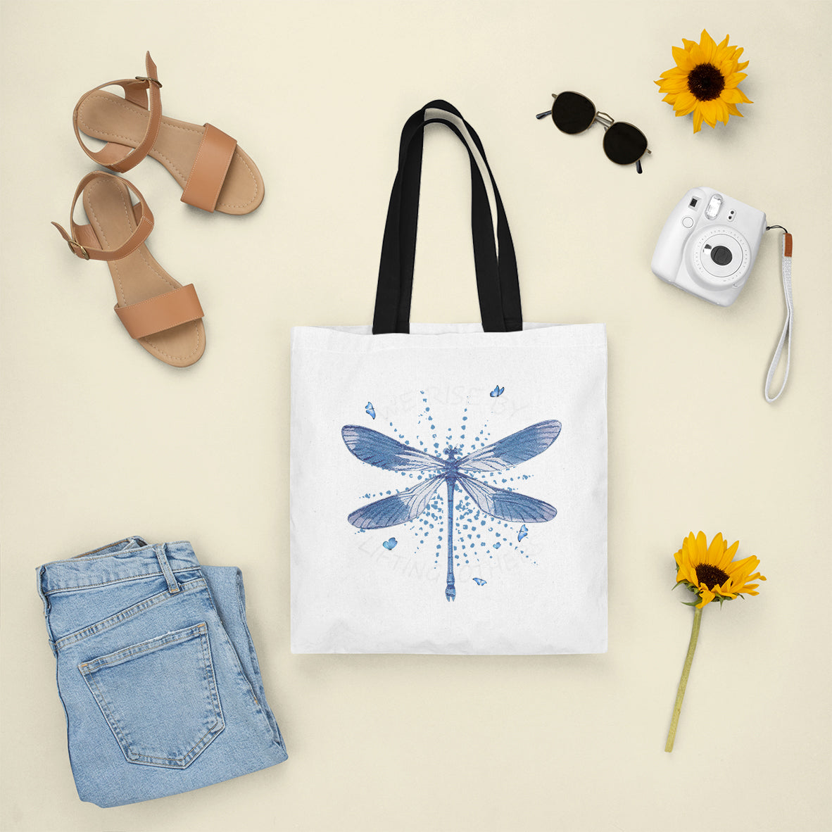 Dragonfly Lover We Rise By Lifting Others Inspirational Tote Bag, Dragonfly Tote Bag, Gift for Women, Dragonfly Lover Tote Bag - Wonder Print Shop