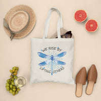 Dragonfly Lover We Rise By Lifting Others Inspirational Tote Bag, Dragonfly Tote Bag, Gift for Women, Dragonfly Lover Tote Bag - Wonder Print Shop