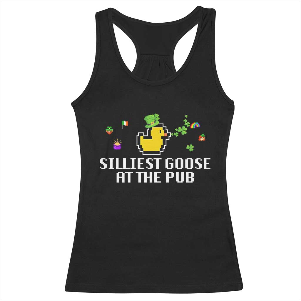 Funny St Patricks Day Racerback Tank Top Silliest Goose At The Pub Funny St. Patrick’s Day