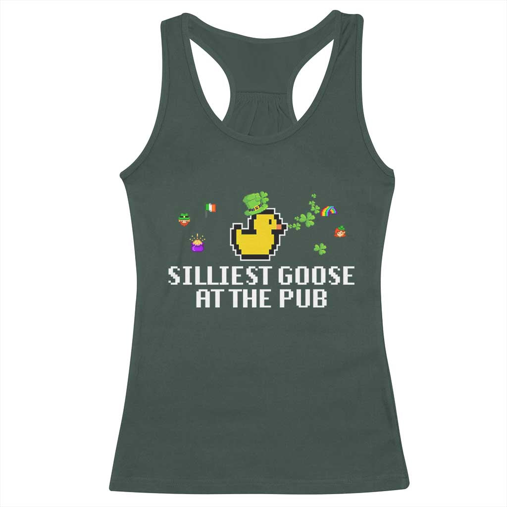 Funny St Patricks Day Racerback Tank Top Silliest Goose At The Pub Funny St. Patrick’s Day