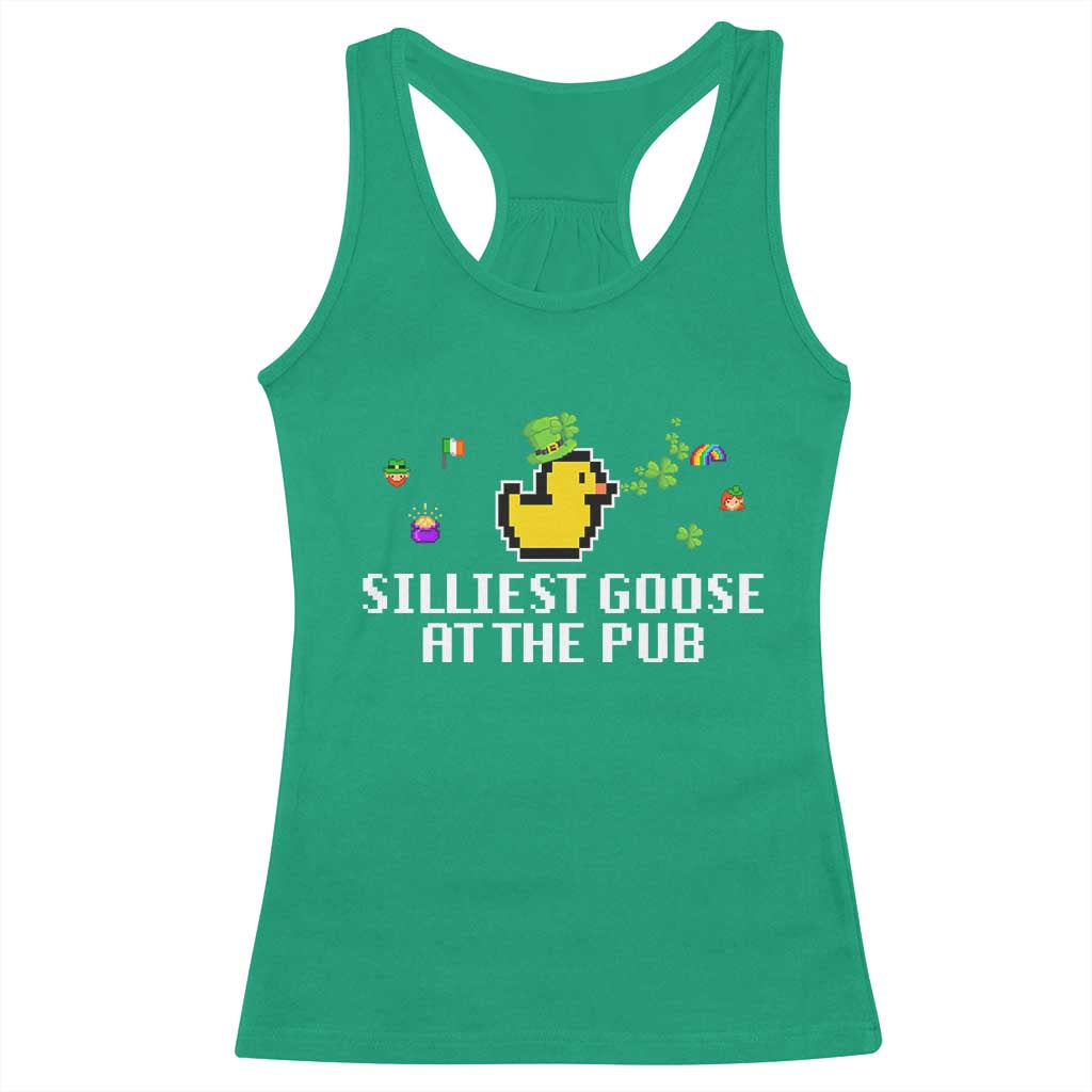 Funny St Patricks Day Racerback Tank Top Silliest Goose At The Pub Funny St. Patrick’s Day