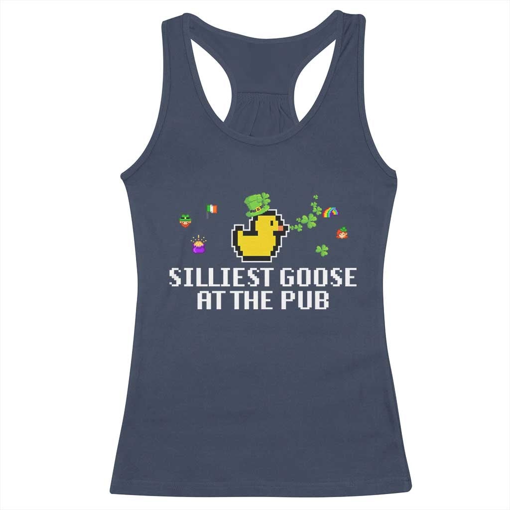 Funny St Patricks Day Racerback Tank Top Silliest Goose At The Pub Funny St. Patrick’s Day