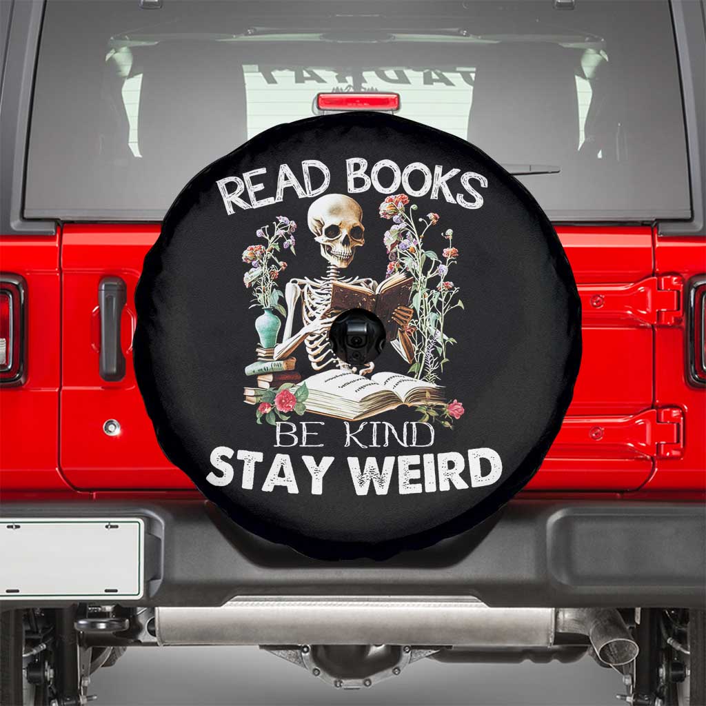 Reading Skeleton Spare Tire Cover Read Books Be Kind Stay Weird Funny Book Lover Skull