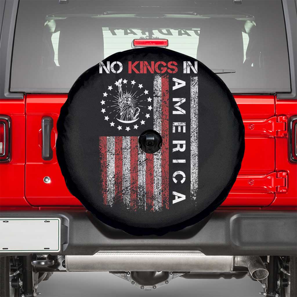 No Kings In America Spare Tire Cover Retro Freedom American Betsy Ross Flag