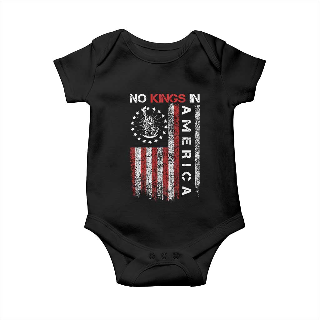 No Kings In America Baby Onesie Retro Freedom American Betsy Ross Flag
