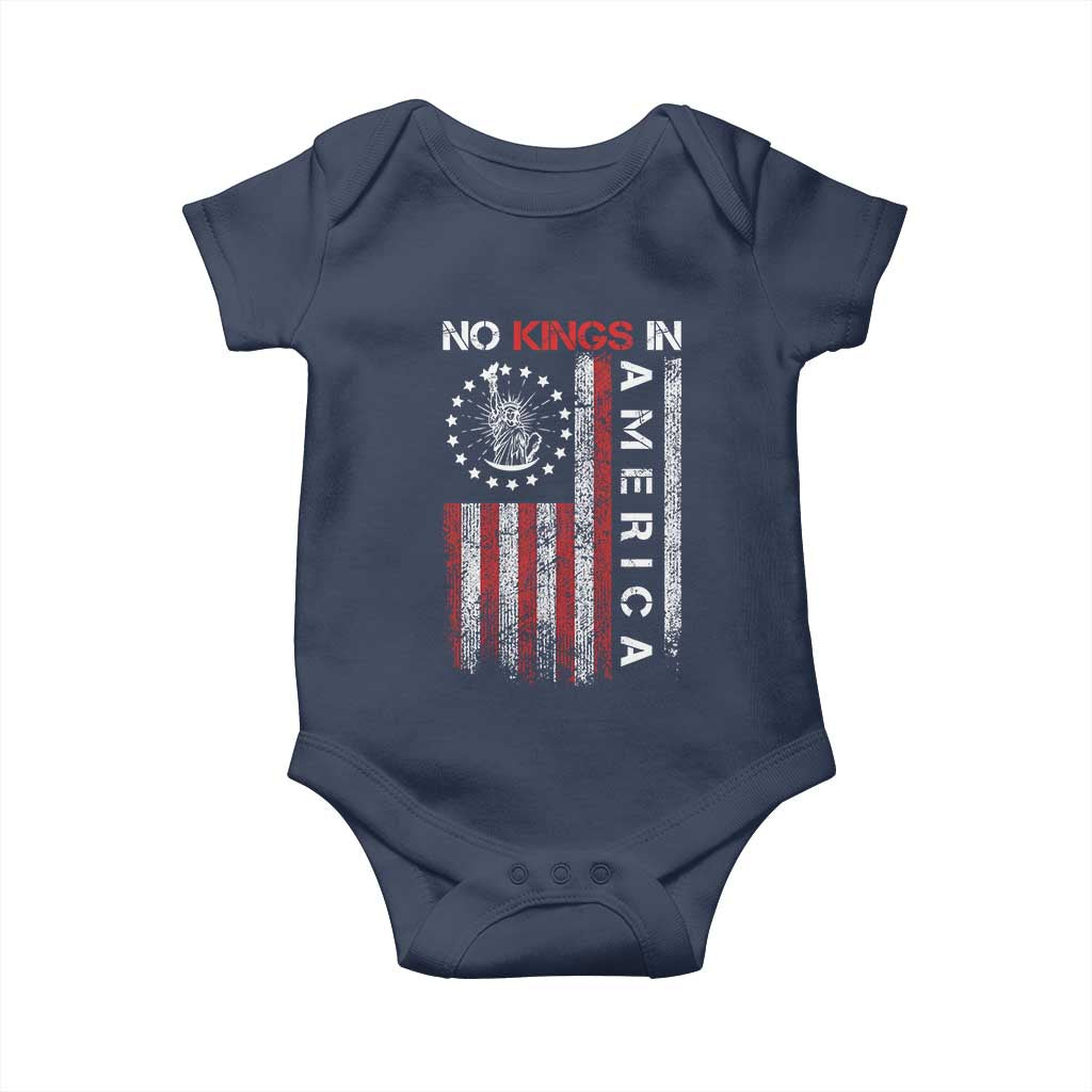 No Kings In America Baby Onesie Retro Freedom American Betsy Ross Flag