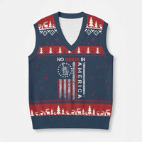 No Kings In America V-Neck Knit Sweater Vest Retro Freedom American Betsy Ross Flag - Wonder Print Shop