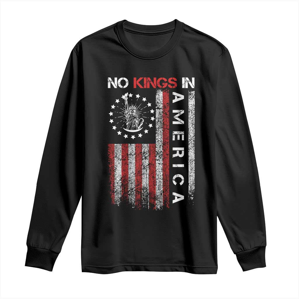 No Kings In America Long Sleeve Shirt Retro Freedom American Betsy Ross Flag