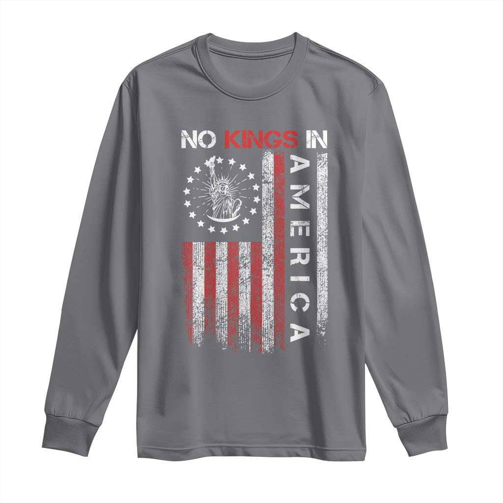 No Kings In America Long Sleeve Shirt Retro Freedom American Betsy Ross Flag