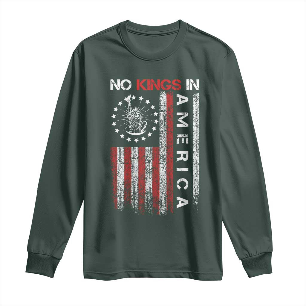 No Kings In America Long Sleeve Shirt Retro Freedom American Betsy Ross Flag