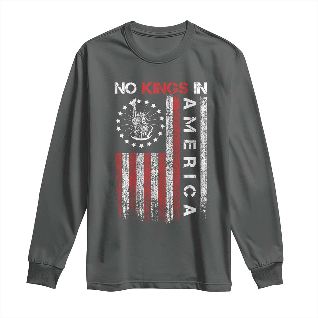No Kings In America Long Sleeve Shirt Retro Freedom American Betsy Ross Flag