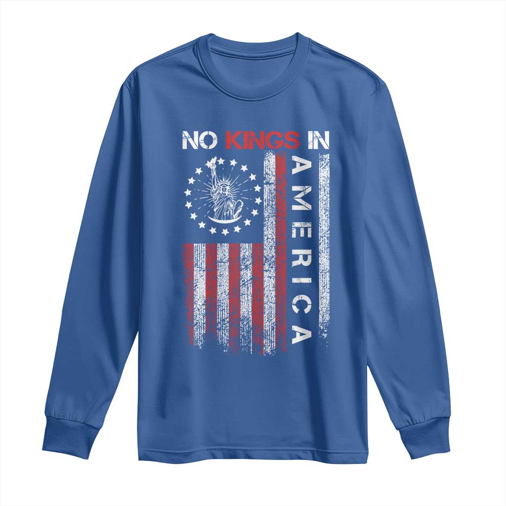 No Kings In America Long Sleeve Shirt Retro Freedom American Betsy Ross Flag