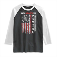 No Kings In America Raglan Shirt Retro Freedom American Betsy Ross Flag
