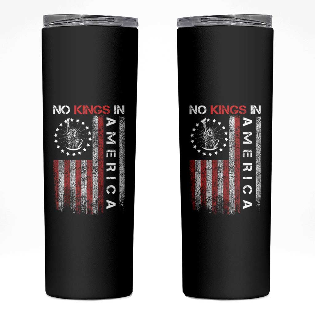 No Kings In America Skinny Tumbler Retro Freedom American Betsy Ross Flag