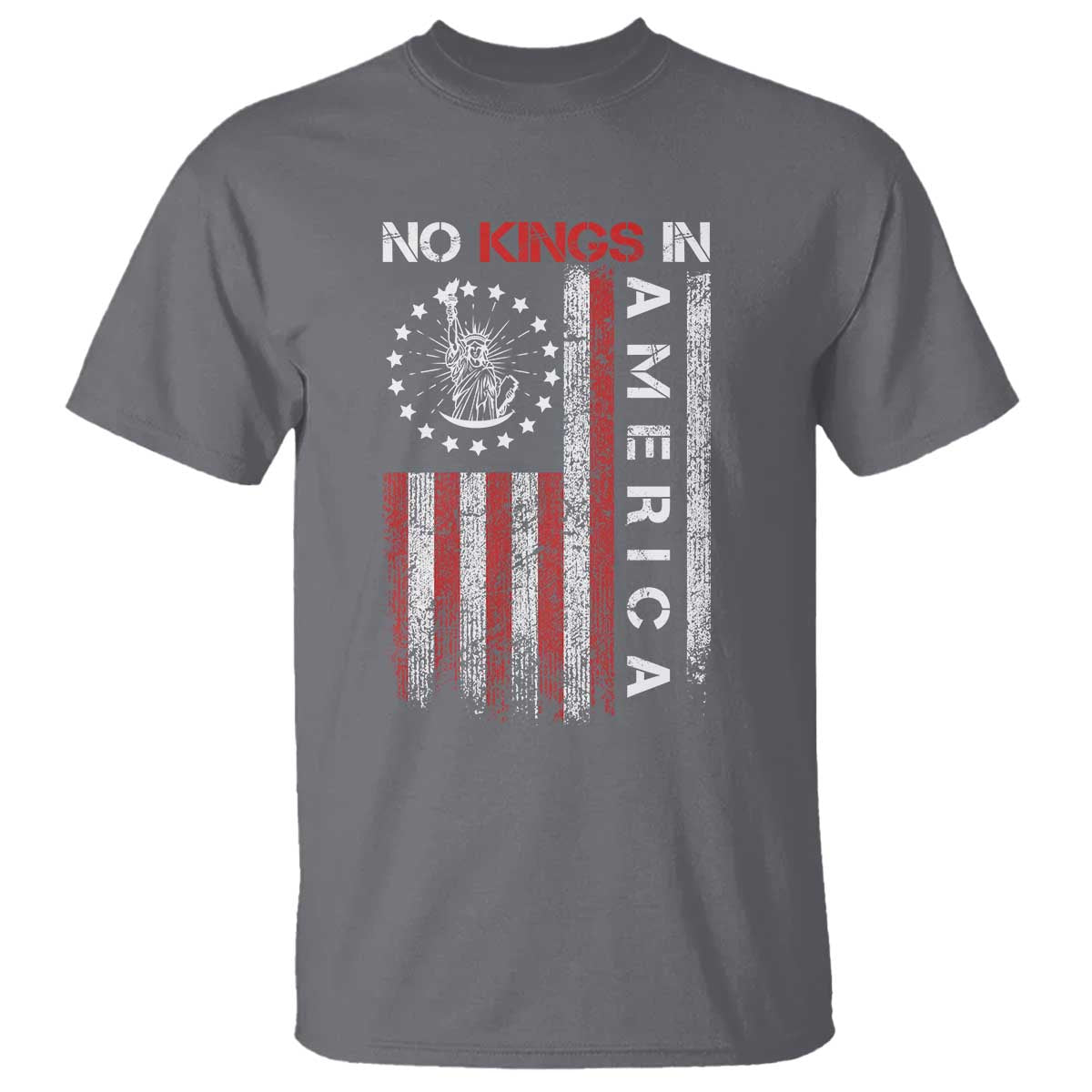 No Kings In America T Shirt Retro Freedom American Betsy Ross Flag