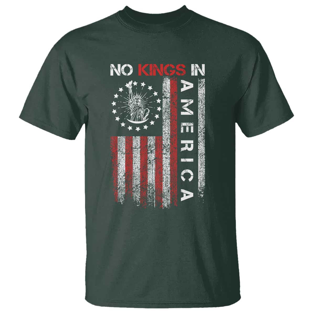 No Kings In America T Shirt Retro Freedom American Betsy Ross Flag