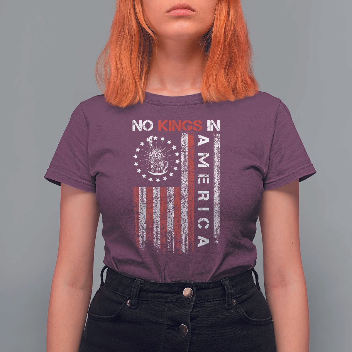 No Kings In America T Shirt For Women Retro Freedom American Betsy Ross Flag