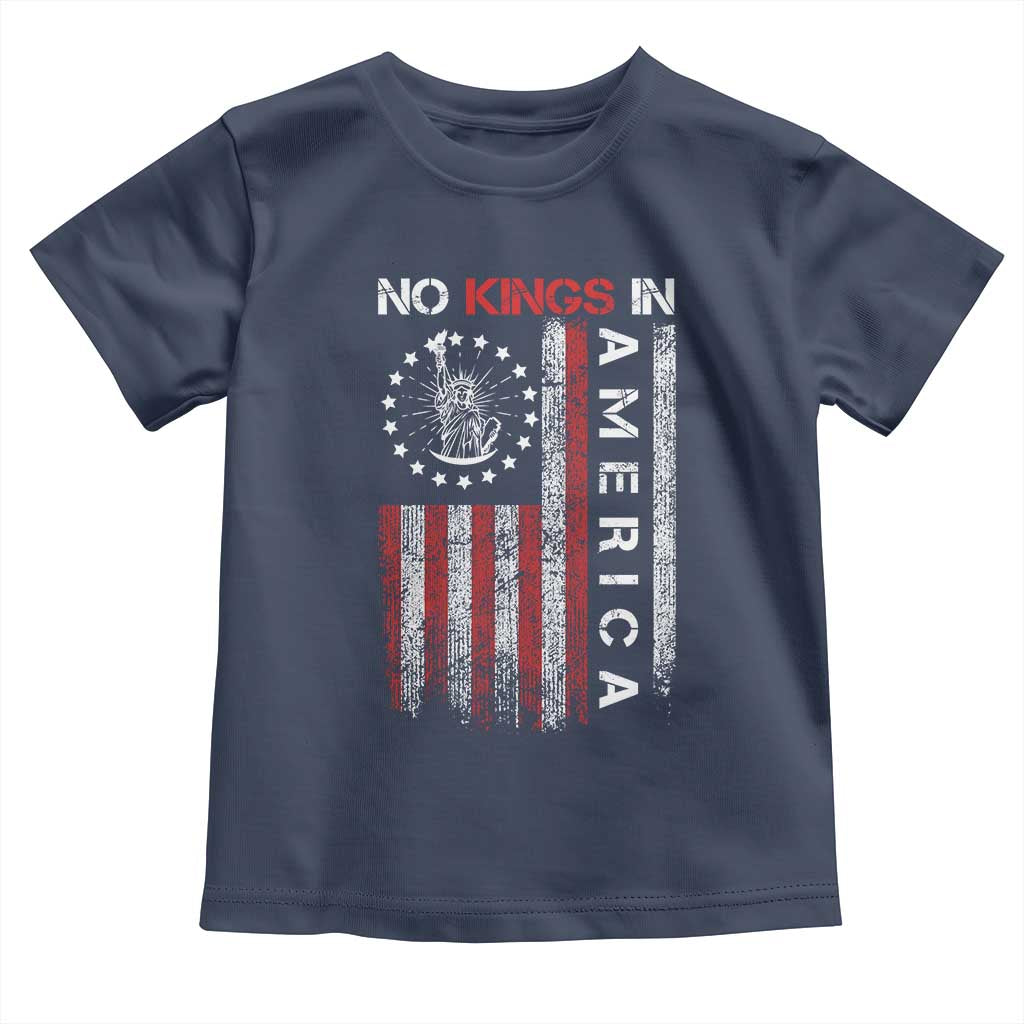 No Kings In America Toddler T Shirt Retro Freedom American Betsy Ross Flag