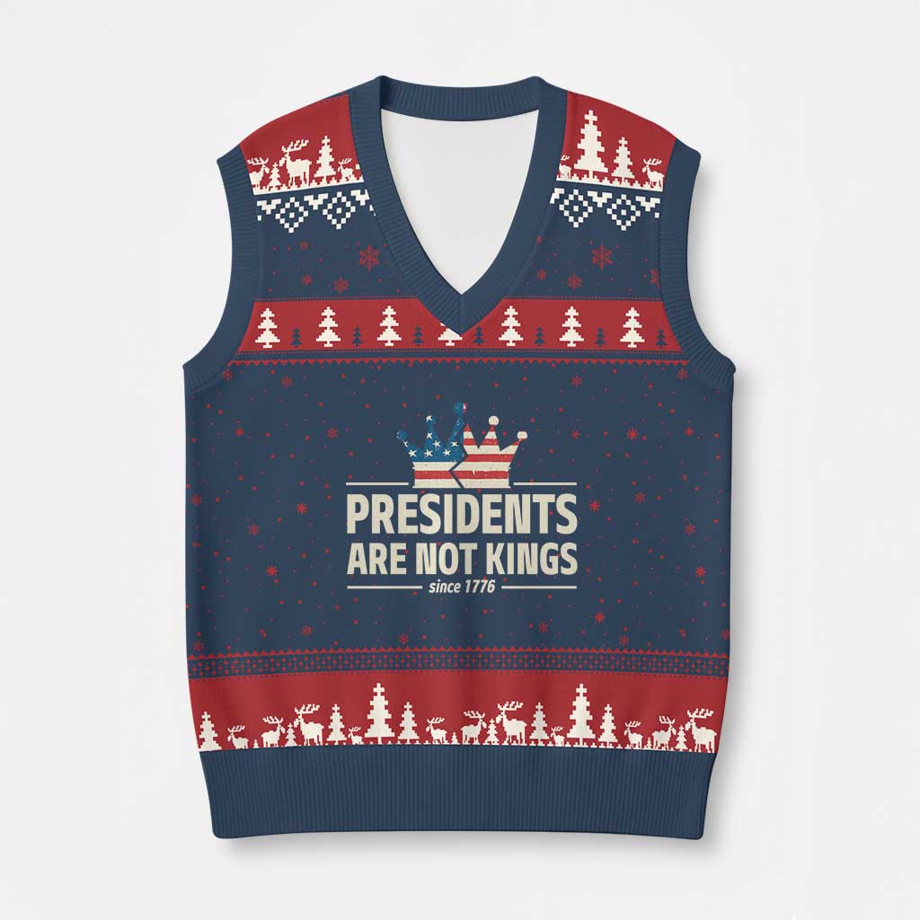 Presidents Are Not Kings V-Neck Knit Sweater Vest Since 1776 American Flag - Wonder Print Shop