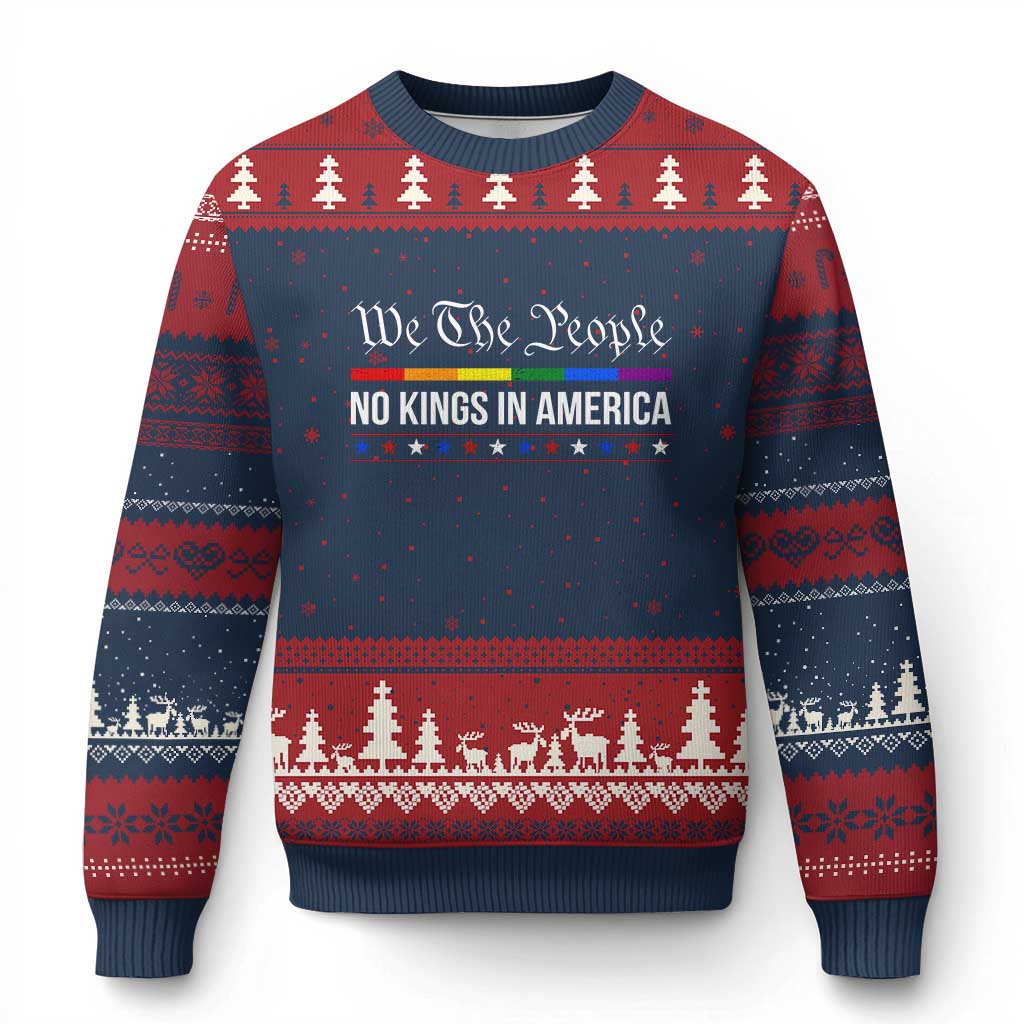 No Kings In America Ugly Christmas Sweater We The People - Wonder Print Shop