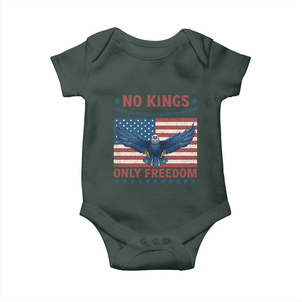 No Kings Only Freedom Baby Onesie American Flag Bald Eagle Retro Vintage