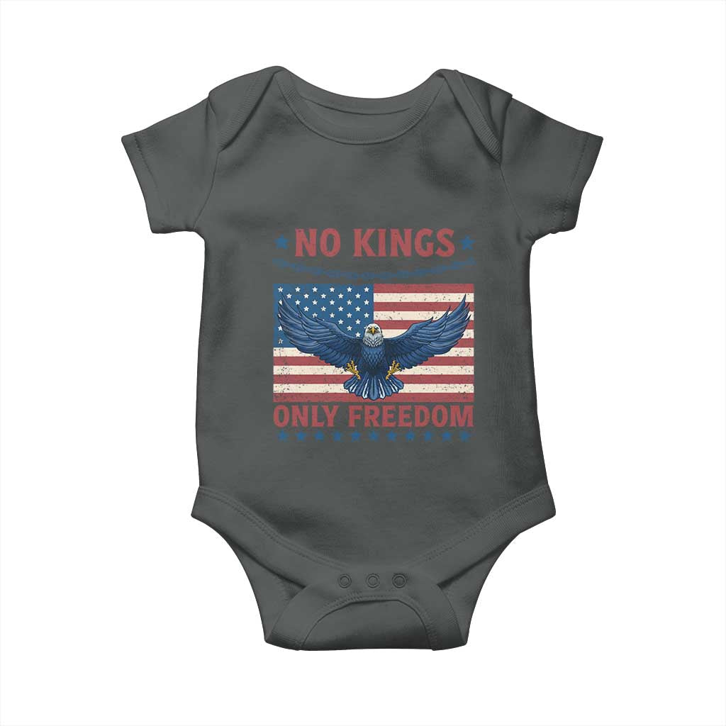 No Kings Only Freedom Baby Onesie American Flag Bald Eagle Retro Vintage