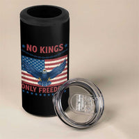 No Kings Only Freedom 4 in 1 Can Cooler Tumbler American Flag Bald Eagle Retro Vintage