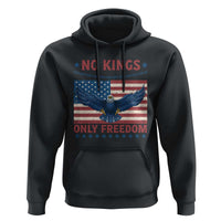 No Kings Only Freedom Hoodie American Flag Bald Eagle Retro Vintage