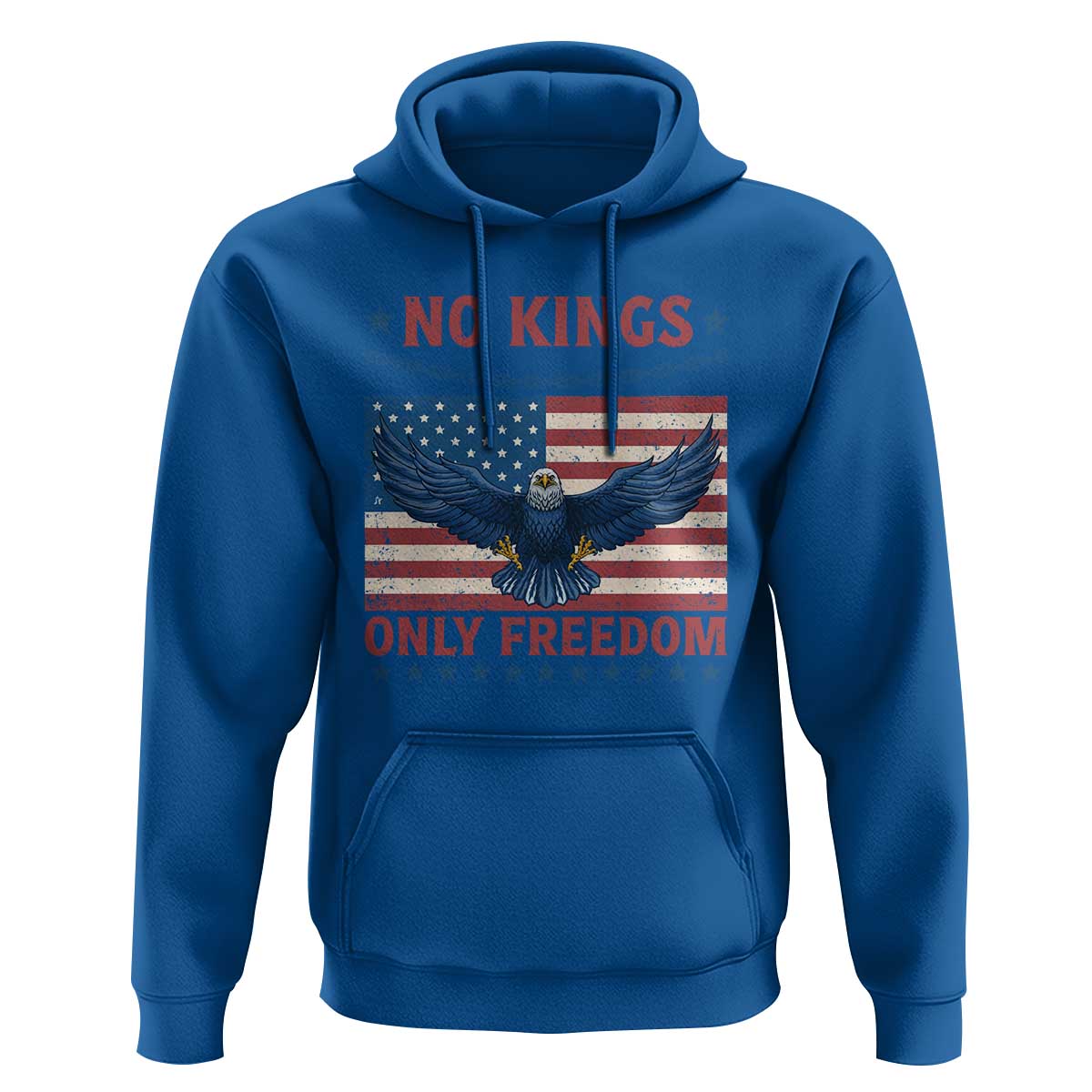 No Kings Only Freedom Hoodie American Flag Bald Eagle Retro Vintage