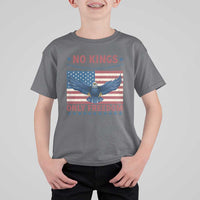 No Kings Only Freedom T Shirt For Kid American Flag Bald Eagle Retro Vintage