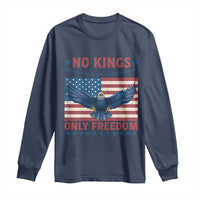 No Kings Only Freedom Long Sleeve Shirt American Flag Bald Eagle Retro Vintage