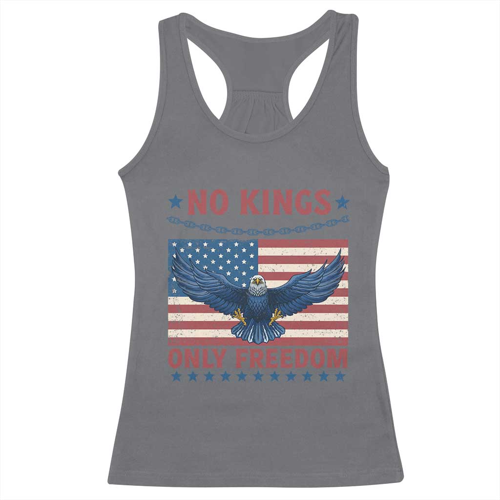 No Kings Only Freedom Racerback Tank Top American Flag Bald Eagle Retro Vintage