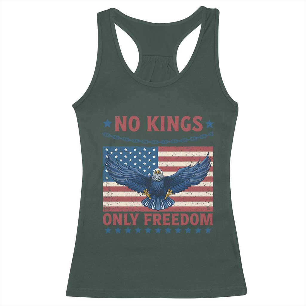 No Kings Only Freedom Racerback Tank Top American Flag Bald Eagle Retro Vintage