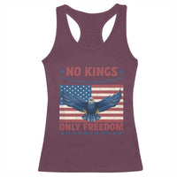 No Kings Only Freedom Racerback Tank Top American Flag Bald Eagle Retro Vintage