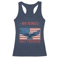 No Kings Only Freedom Racerback Tank Top American Flag Bald Eagle Retro Vintage
