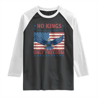 No Kings Only Freedom Raglan Shirt American Flag Bald Eagle Retro Vintage