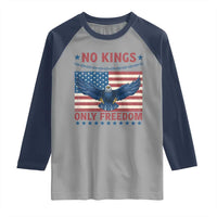 No Kings Only Freedom Raglan Shirt American Flag Bald Eagle Retro Vintage
