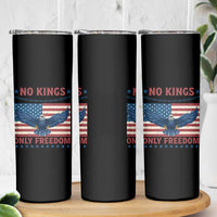 No Kings Only Freedom Skinny Tumbler American Flag Bald Eagle Retro Vintage